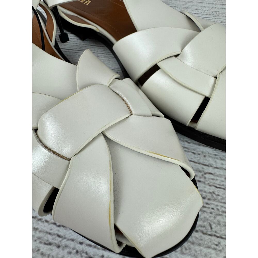 Zara Women's Ivory Flat Cage Buckle Sandals Size 9 - Picture 10 of 11